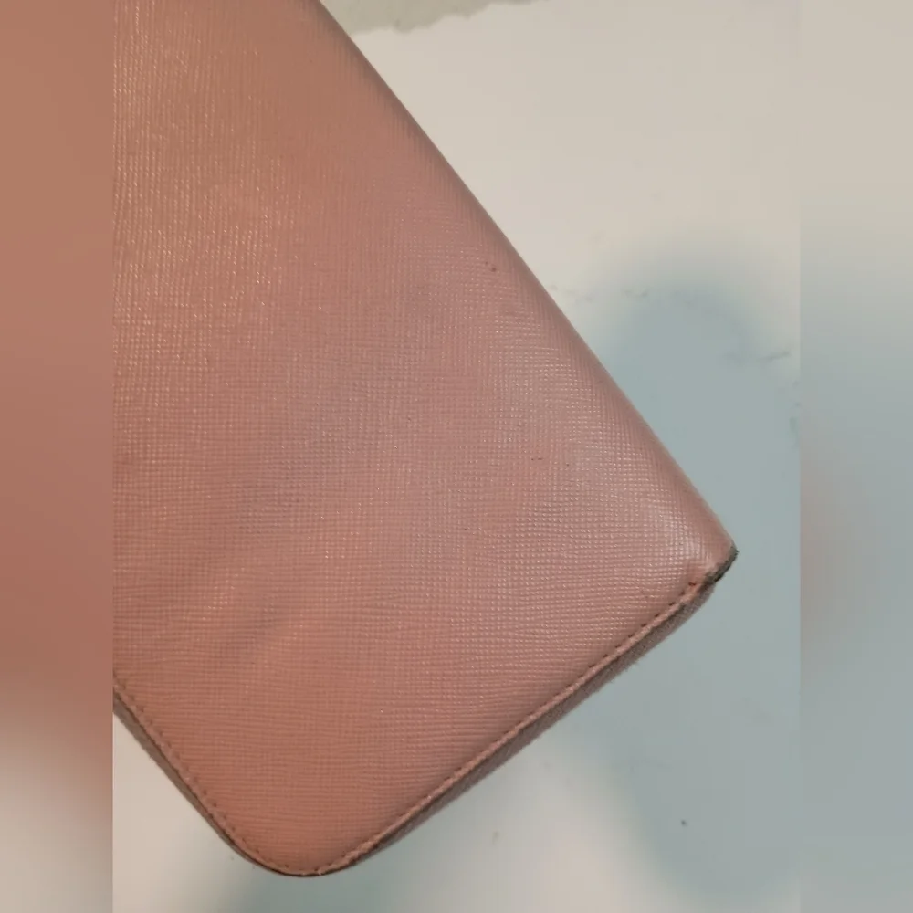 Prada Wallet Light Pink Lampo Saffiano Leather Ribbon Bow Zip Around